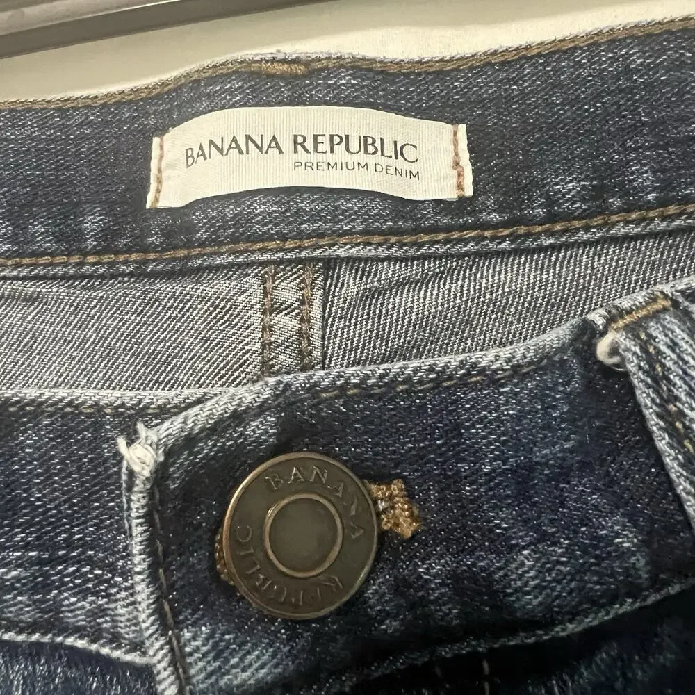 Banana Republic Premium Denim Womens Boyfriend Jeans Size 30 Blue 5 Wide Leg